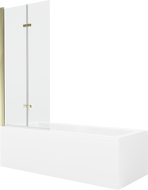 Mexen Cubik stačiakampė vonia 150 x 70 cm su apdaila ir 2-jų dalių širmu 80 cm, permatoma, auksinė - 550315070X9208025000
