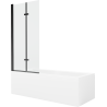 Mexen Cubik stačiakampė vonia 150 x 70 cm su apdaila ir 2-durų sienele 80 cm, permatoma, juoda - 550315070X9208027000