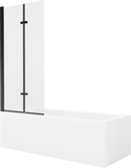 Mexen Cubik stačiakampė vonia 150 x 70 cm su apdaila ir 2-durų sienele 80 cm, permatoma, juoda - 550315070X9208027000