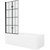 Mexen Cubik stačiakampė vonia 150 x 70 cm su danga ir 2-dalių 80 cm ekranu, juodas raštas - 550315070X9208027077