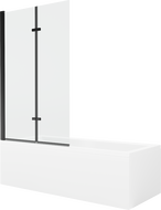 Mexen Cubik stačiakampė vonia 150 x 70 cm su korpusu ir 2-dalių 100 cm paravanu, permatomas, juodas - 550315070X9210027000