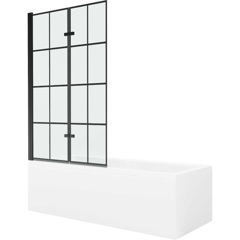 Mexen Cubik stačiakampė vonia 150 x 70 cm su apdaila ir 2-duriu ekranu 100 cm, juodas raštas - 550315070X9210027077