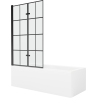 Mexen Cubik stačiakampė vonia 150 x 70 cm su apdaila ir 2-duriu ekranu 100 cm, juodas raštas - 550315070X9210027077
