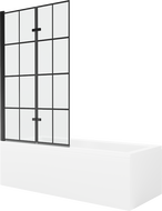 Mexen Cubik stačiakampė vonia 150 x 70 cm su apdaila ir 2-duriu ekranu 100 cm, juodas raštas - 550315070X9210027077