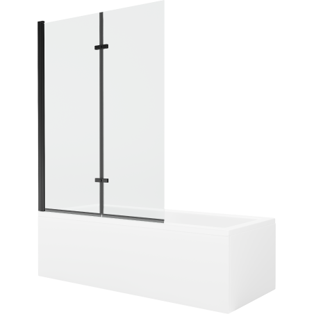 Mexen Cubik stačiakampė vonia 150 x 70 cm su apdaila ir 2-durų 120 cm pertvara, skaidri, juoda - 550315070X9212027000