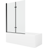 Mexen Cubik stačiakampė vonia 150 x 70 cm su apdaila ir 2-durų 120 cm pertvara, skaidri, juoda - 550315070X9212027000