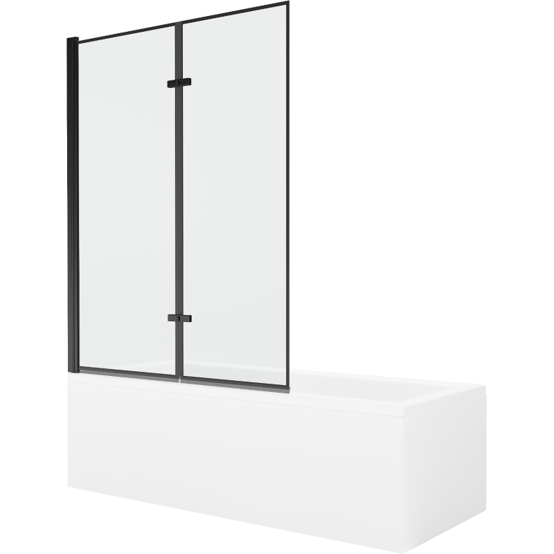 Mexen Cubik stačiakampė vonia 150 x 70 cm su apdaila ir 2-durų 120 cm pertvara, juodas raštas - 550315070X9212027070