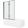 Mexen Cubik stačiakampė vonia 150 x 70 cm su apdaila ir 2-durų 120 cm pertvara, juodas raštas - 550315070X9212027070