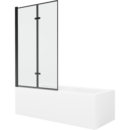 Mexen Cubik stačiakampė vonia 160 x 70 cm su apdaila ir 2 varstomų durų pertvara 100 cm, juodas raštas - 550316070X9210027070