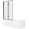 Mexen Cubik stačiakampė vonia 160 x 70 cm su apdaila ir 2 varstomų durų pertvara 100 cm, juodas raštas - 550316070X9210027070