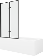 Mexen Cubik stačiakampė vonia 160 x 70 cm su apdaila ir 2 varstomų durų pertvara 100 cm, juodas raštas - 550316070X9210027070