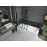 Mexen Cubik stačiakampė vonia 160 x 70 cm su apdaila ir 2 sparnų 100 cm uždangalu, juodas raštas - 550316070X9210027077