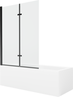 Mexen Cubik stačiakampė vonia 160 x 70 cm su apdaila ir dviguba 120 cm pertvara, skaidri, juoda - 550316070X9212027000