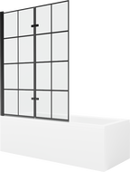 Mexen Cubik stačiakampė vonia 160 x 70 cm su apdaila ir dvivėriu 120 cm ekranu, juodas raštas - 550316070X9212027077