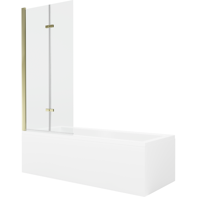 Mexen Cubik stačiakampė vonia 170 x 70 cm su uždanga ir dvivėrėmis durimis 80 cm, permatoma, auksinė - 550317070X9208025000