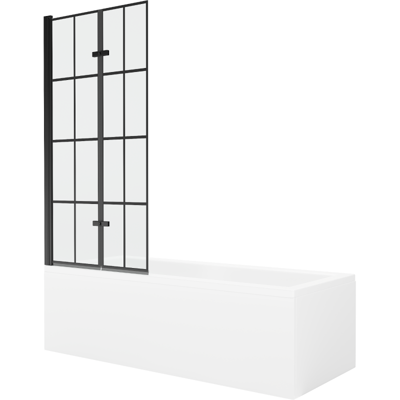 Mexen Cubik stačiakampė vonia 170 x 70 cm su apdaila ir 2-durų ekranu 80 cm, juodas raštas - 550317070X9208027077