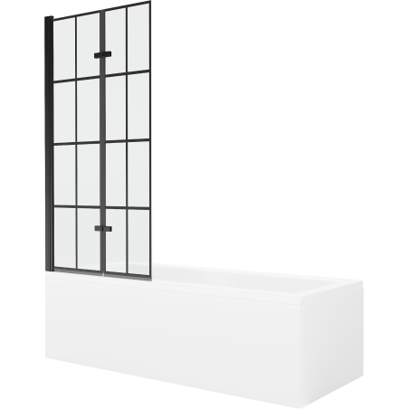 Mexen Cubik stačiakampė vonia 170 x 70 cm su apdaila ir 2-durų ekranu 80 cm, juodas raštas - 550317070X9208027077