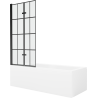 Mexen Cubik stačiakampė vonia 170 x 70 cm su apdaila ir 2-durų ekranu 80 cm, juodas raštas - 550317070X9208027077