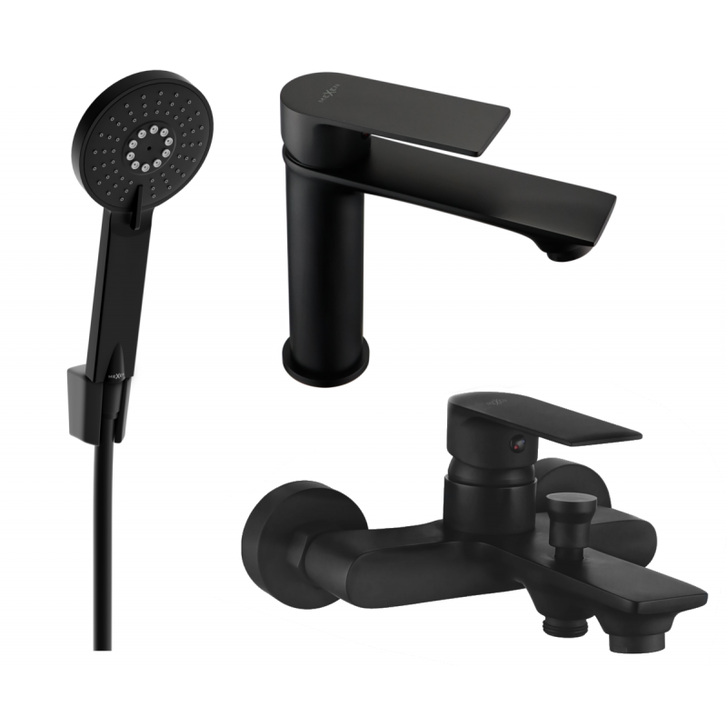 Mexen Royo R40 vonios rinkinys, juodas - 72203R40-70