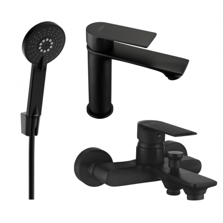 Mexen Royo R40 vonios komplektas, juodas - 72203R40-70