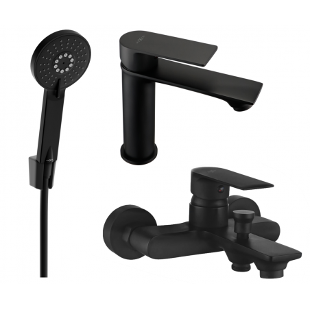 Mexen Royo R40 vonios rinkinys, juodas - 72203R40-70
