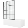 Mexen Cubik stačiakampė vonia 170 x 70 cm su apdaila ir 2-durimis širma 120 cm, juodas raštas - 550317070X9212027077