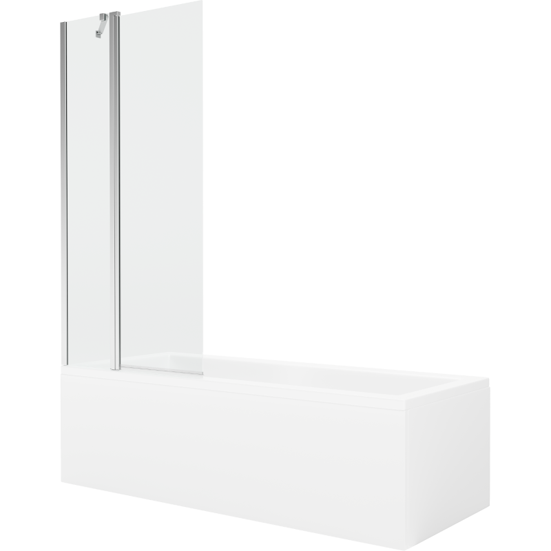 Mexen Cubik stačiakampė vonia 150 x 70 cm su dangteliu ir vieno sparno širma 80 cm, skaidri, chromas - 550315070X9408110100