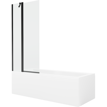 Mexen Cubik stačiakampė vonia 150 x 70 cm su apdaila ir 1-durimis ekranu 80 cm, skaidrus, juodas - 550315070X9408117000
