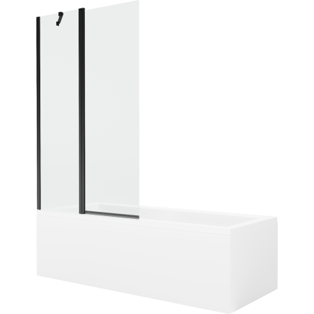 Mexen Cubik stačiakampė vonia 150 x 70 cm su apdaila ir viengubu ekranu 100 cm, skaidrus, juodas - 550315070X9410117000