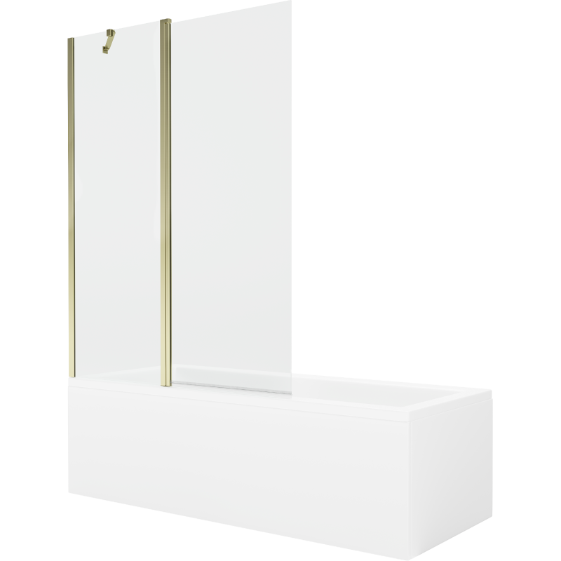 Mexen Cubik stačiakampė vonia 150 x 70 cm su apdaila ir vienos durų širma 120 cm, permatomas, auksinis - 550315070X9412115000