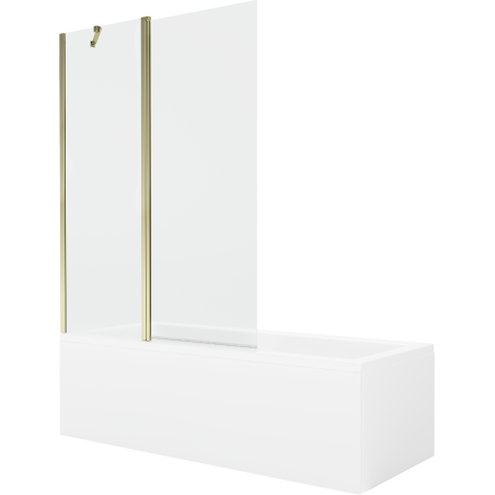 Mexen Cubik stačiakampė vonia 150 x 70 cm su apdaila ir vienos durų širma 120 cm, permatomas, auksinis - 550315070X9412115000