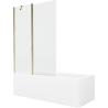 Mexen Cubik stačiakampė vonia 150 x 70 cm su apdaila ir vienos durų širma 120 cm, permatomas, auksinis - 550315070X9412115000