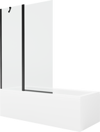 Mexen Cubik stačiakampė vonia 150 x 70 cm su apdaila ir vienos dalies sienelė 120 cm, permatoma, juoda - 550315070X9412117000