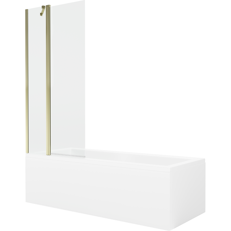 Mexen Cubik stačiakampė vonia 160 x 70 cm su apdaila ir 1-durų pertvara 80 cm, skaidrus, auksinis - 550316070X9408115000