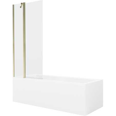 Mexen Cubik stačiakampė vonia 160 x 70 cm su apdaila ir 1-durų pertvara 80 cm, skaidrus, auksinis - 550316070X9408115000