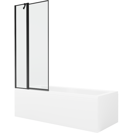 Mexen Cubik stačiakampė vonia 160 x 70 cm su apdaila ir vieno sparno ekranu 80 cm, juodas raštas - 550316070X9408117070