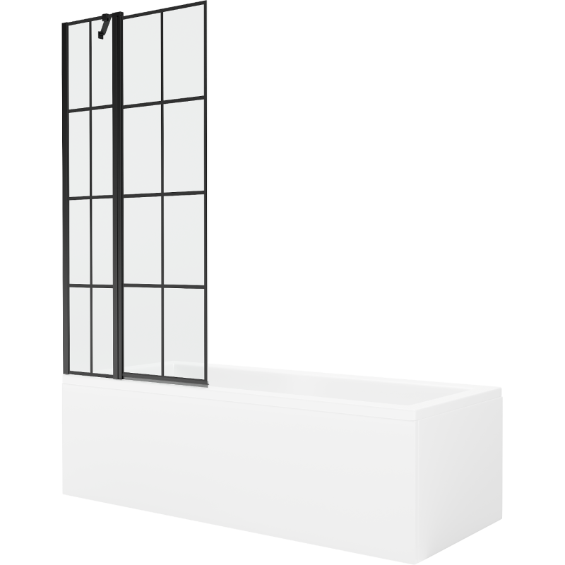 Mexen Cubik stačiakampė vonia 160 x 70 cm su korpusu ir 1-duris ekranu 80 cm, juodas raštas - 550316070X9408117077