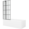 Mexen Cubik stačiakampė vonia 160 x 70 cm su korpusu ir 1-duris ekranu 80 cm, juodas raštas - 550316070X9408117077