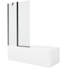 Mexen Cubik stačiakampė vonia 160 x 70 cm su apdaila ir 1-sparnų sienele 100 cm, permatoma, juoda - 550316070X9410117000