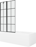 Mexen Cubik stačiakampė vonia 160 x 70 cm su apdaila ir 1-durio pertvara 100 cm, juodas raštas - 550316070X9410117077