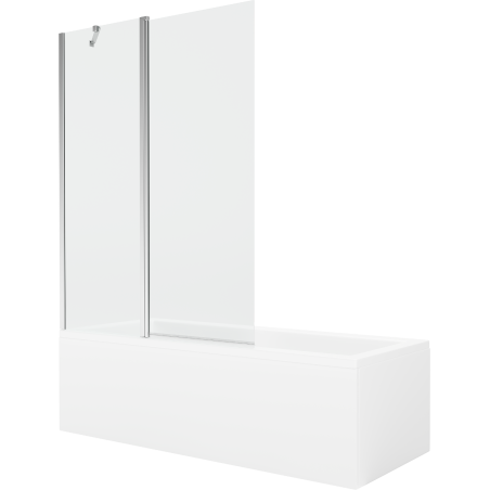 Mexen Cubik stačiakampė vonia 160 x 70 cm su apdaila ir vienos dalies sienelė 120 cm, permatoma, chromas - 550316070X9412110100