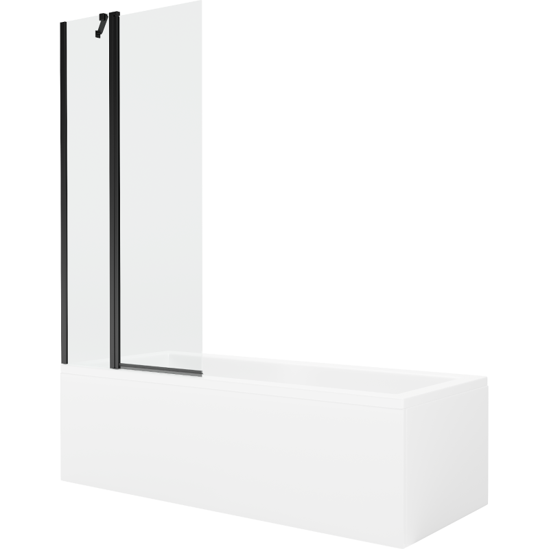 Mexen Cubik stačiakampė vonia 170 x 70 cm su apdaila ir vieno sparno 80 cm ekranu, permatomas, juodas - 550317070X9408117000