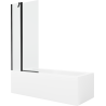 Mexen Cubik stačiakampė vonia 170 x 70 cm su apdaila ir vieno sparno 80 cm ekranu, permatomas, juodas - 550317070X9408117000