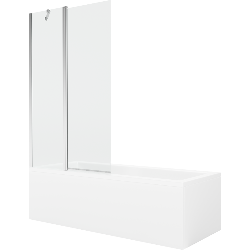 Mexen Cubik stačiakampė vonia 170 x 70 cm su korpusu ir 1 sparno širma 100 cm, skaidri, chromuota - 550317070X9410110100