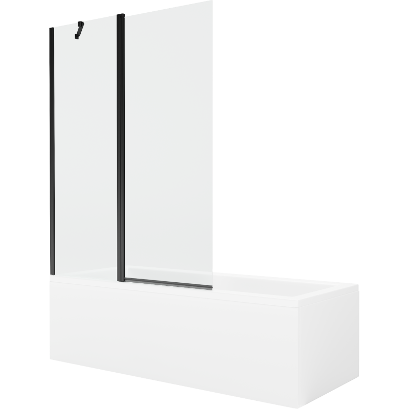 Mexen Cubik stačiakampė vonia 170 x 70 cm su apdaila ir 1-durų širma 120 cm, permatomas, juodas - 550317070X9412117000