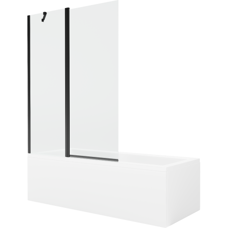 Mexen Cubik stačiakampė vonia 170 x 70 cm su apdaila ir 1-durų širma 120 cm, permatomas, juodas - 550317070X9412117000