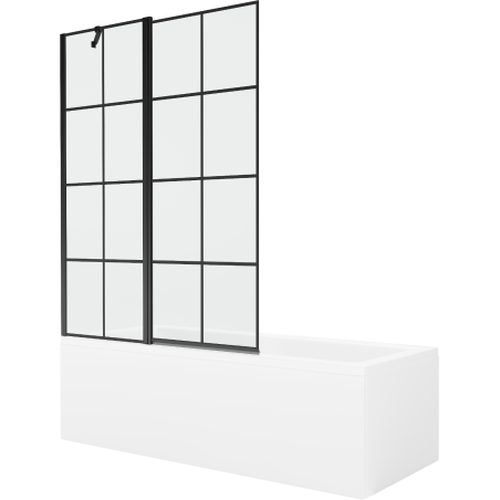 Mexen Cubik stačiakampė vonia 170 x 70 cm su apdaila ir vienos dalies ekranu 120 cm, juodas raštas - 550317070X9412117077