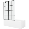 Mexen Cubik stačiakampė vonia 170 x 70 cm su apdaila ir vienos dalies ekranu 120 cm, juodas raštas - 550317070X9412117077