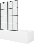 Mexen Cubik stačiakampė vonia 170 x 70 cm su apdaila ir vienos dalies ekranu 120 cm, juodas raštas - 550317070X9412117077