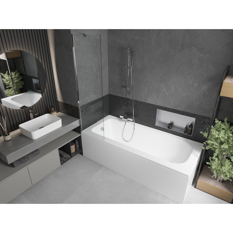 Mexen Vega stačiakampė vonia 150 x 70 cm su korpusu ir vienos dalies ekranu 50 cm, skaidri, chromuota - 550115070X9505000001